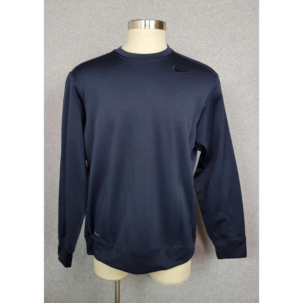Nike‎ Therma-FIT Mens Navy Blue Crewneck Fleece Sweatshirt 408337-475 Size L